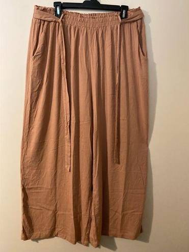 LuLaRoe NWT  Dianne Wide Leg Paper Bag Pant Woven Solid Caramel Tan 2XL XXL