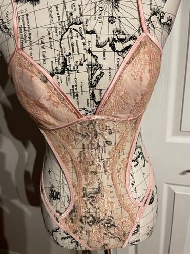 Shirley Of Hollywood Vintage y2k Cutouts Lace Sheer Bodysuit Monokini Coquette 