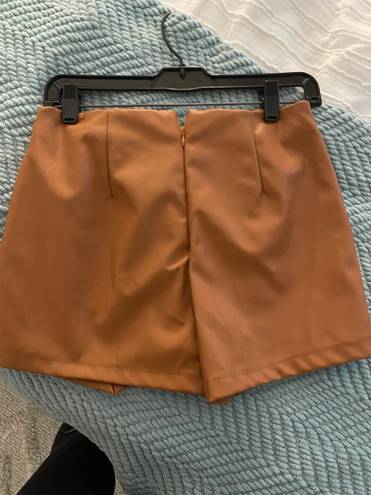 Blue Blush Brown Leather Skort