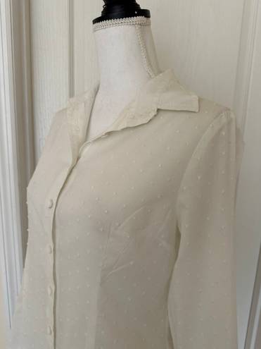 W By Worth Worth Woman’s White Polka Dot Solid Cotton Top, Sz S. 