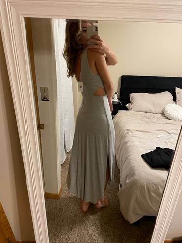 Lush Clothing Gray Scoop Neck Dress