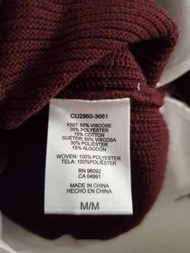 Hilary Radley Women's  2fer Heather Wine Size Medium Sweater 