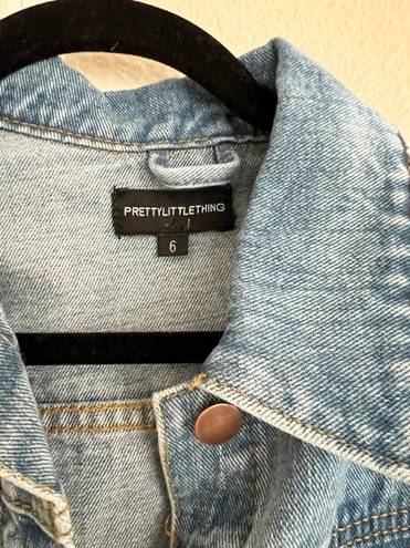 Pretty Little Thing Semi Cropped Distressed Jean Jacket