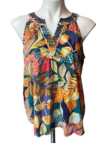 Cynthia Rowley  Tropical Print Lightweight Cotton Racerback Tank Top, Sz S