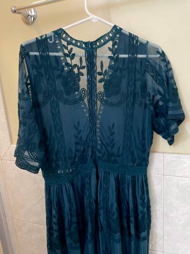 Green Maxi Short Sleeve Lace Dress Size L