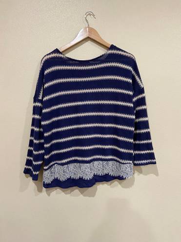 Dress Barn Striped Lace Pullover Sweater size large