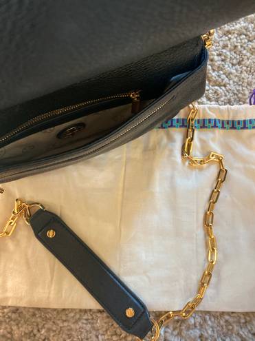 Tory Burch black leather purse with gold chain