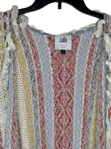 CAbi  Love Carol Women's Top Siesta Knit Poncho Boho Fringe Sweater Cardigan XS