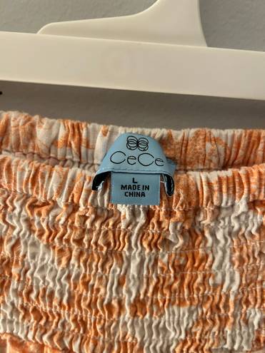 CeCe Orange And White Wide Leg Linen Pants