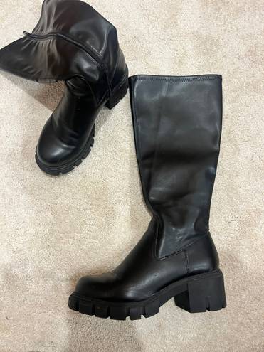 Madden Girl Black Vegan Leather Knee High Boots