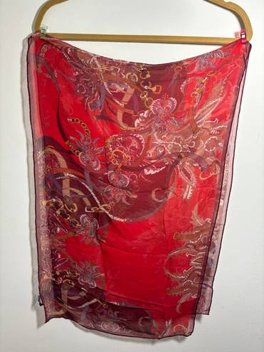Elizabetta 100% Silk Scarf From Italy 59”x18”. 108 Red