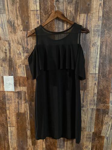 Tiana B women's black casual dress with sheer top size small