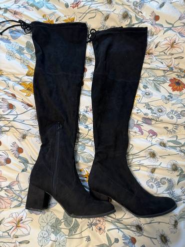 Unisa Black Thigh High Knee Heeled Boots