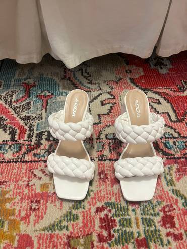 Soda White Braided Heels 