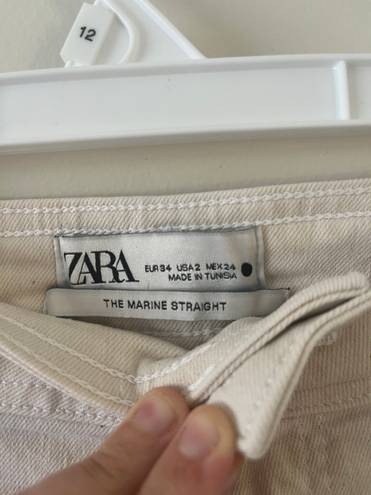 ZARA The Marine Straight Cream Denim  Pants