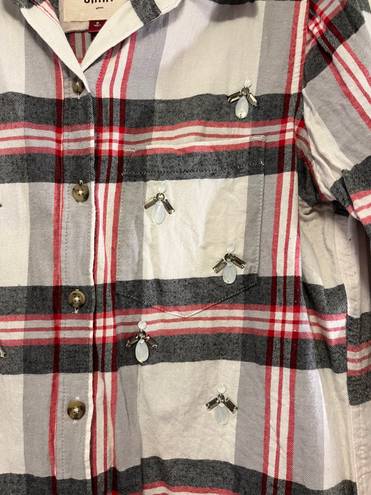 SO Plaid Authentic Am. Heritage Perfect Shirt Relaxed Flannel Bling - size Small