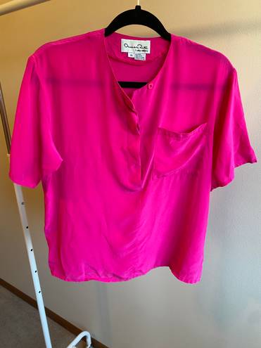 Oscar de la Renta Vintage Oscar de le Renta 100% silk hot pink blouse, size 10