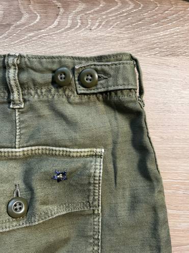 American Eagle Outfitters dark green high waisted embroidered cargo shorts