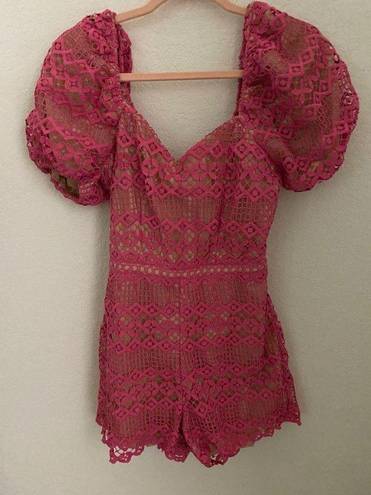 Adelyn Rae  Praya Tie Back Crochet Lace Sorbet Pink Romper Size S