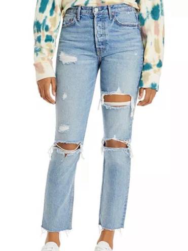 GRLFRND  Karolina Cotton Ripped Straight Jeans in A Little More Love size 30