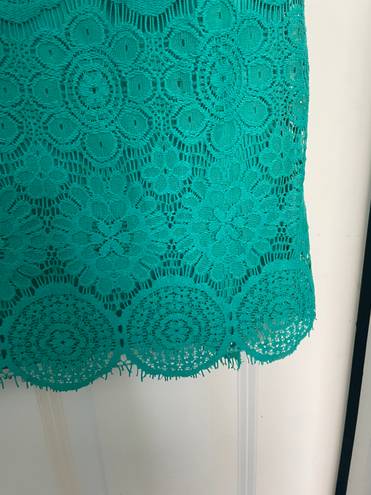 Laundry by Shelli Segal Floral Lace Lined Aqua Dress