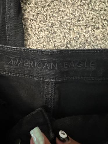 American Eagle black distressed mom jeans