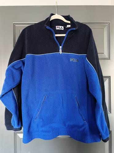 FILA blue black quarter zip pullover fleece sweater size M