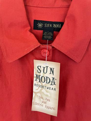 Moda Sun  NEW linen blend button up shirt jacket salmon colored women’s size L