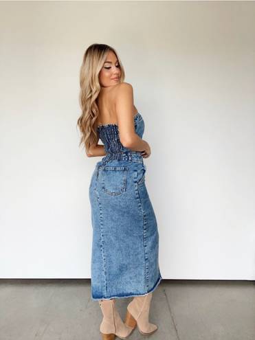 Lane 201  Denim Tube Midi Dress