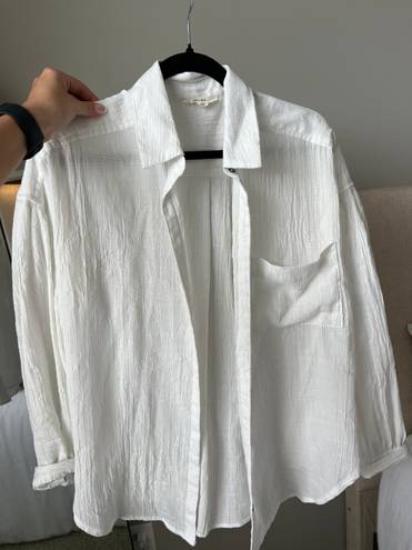 White Button Down Cover Up Size L
