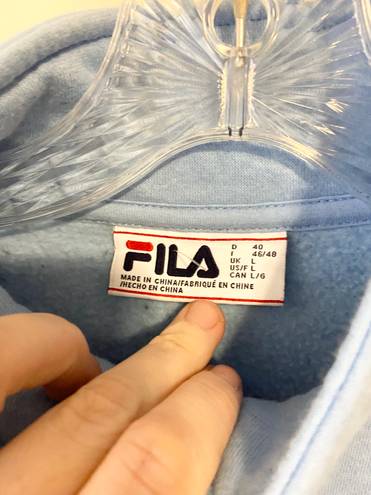 FILA athleisure quarter zip pullover pastel blue black and white