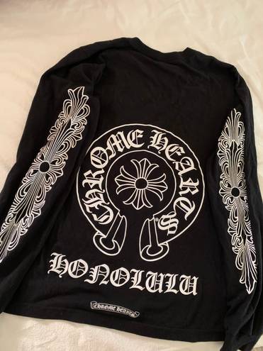 Chrome Hearts Horseshoe Floral Cross Long Sleeve crew T-shirt In Black