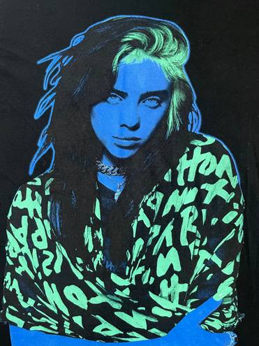 Billie Eilish green and blue neon graphic tee