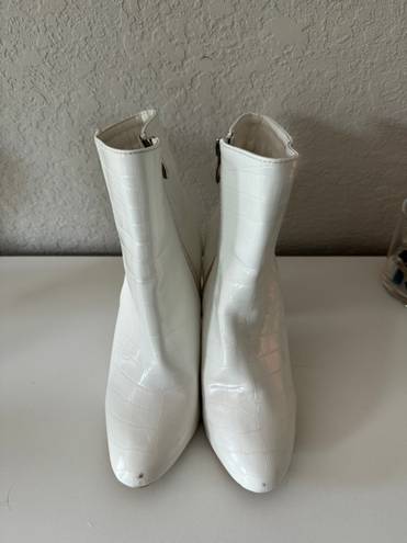 Pretty Little Thing White Crocodile Booties