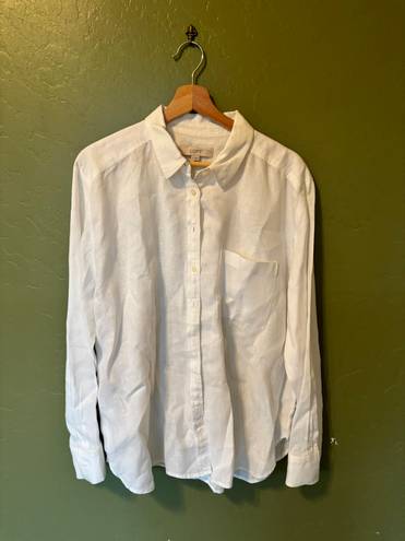 The Loft  White Linen Button Down