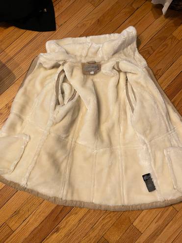 Croft & Barrow NWOT  Suede Faux Fur Hoodie Zip up teddy Leather bomber puffy puffer varsity utility boho