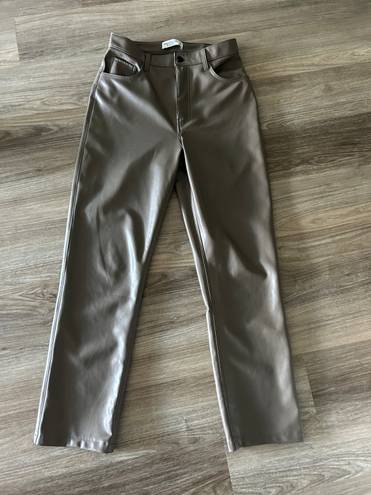 Abercrombie & Fitch Abercrombie Dark Green ‘90s Straight Ultra High Rise Vegan Leather Pants