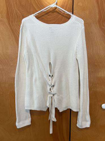 moon&madison White Tie Back Sweater 