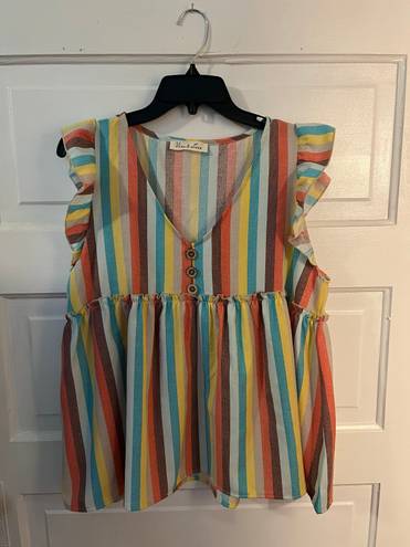 Vine & Love Striped colorful babydoll top