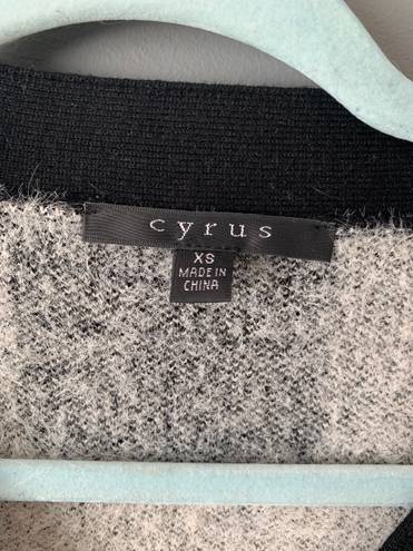 Cyrus Black And White Plaid Fuzzy Button Cardigan