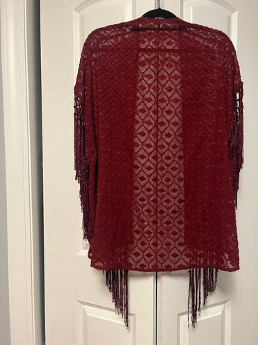 House of Harlow Fringe Burgundy Kimono (M)