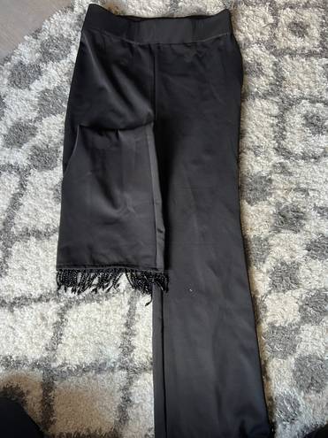 Lulus Black Pants With Beaded Fringe