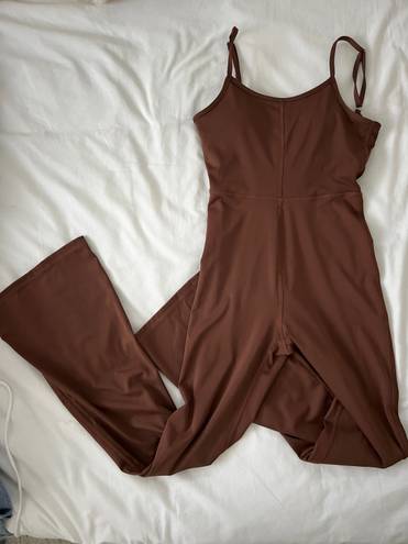 Flare Leg Jumpsuit Brown