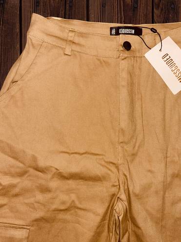 Missguided Women’s Size 2 Plain Cargo Trousers In Sand • Pockets & High Rise NWT