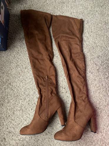 Wild Diva Lounge Brown Thigh Boots