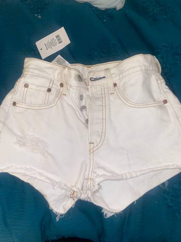 Levi’s White Levi Jean 501 Shorts 