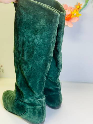 Mootsies Tootsies Vintage 80s  Green Suede Boots 8.5 Made In Yugoslavia