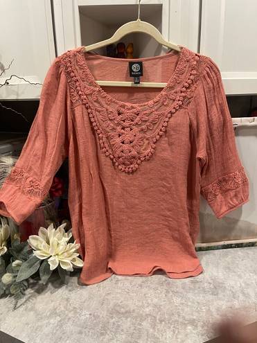 Bobeau Embroidered Top/Blouse for Women Size L