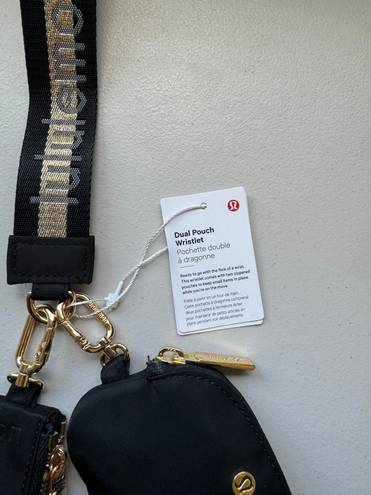 Lululemon Dual Pouch Wristlet Black Gold Brand New