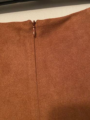 She & Sky Brown Faux Suede Wrap Gored Skort With Side Tie